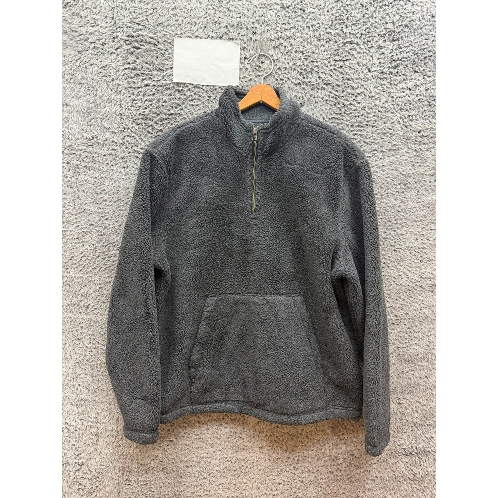 Taylor Stitch The Nomad 1/4 Zip Pullover Sherpa Jacket Charcoal Heather Size 42